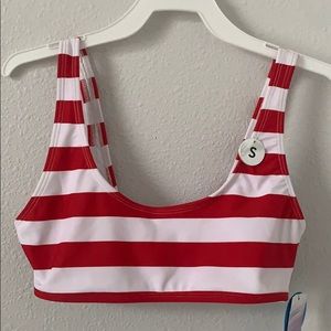 Red & White Swimwear Top